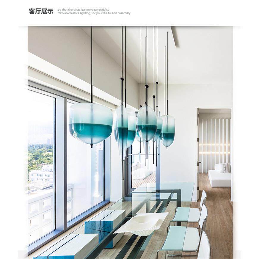 厅现代约简样创意时尚设计师板间 吧台展海洋玻璃鱼漂渐变A8836色