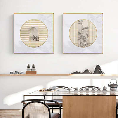 移景别情 禅意新中式客厅装饰画背景墙画日式原木风餐厅茶室挂画