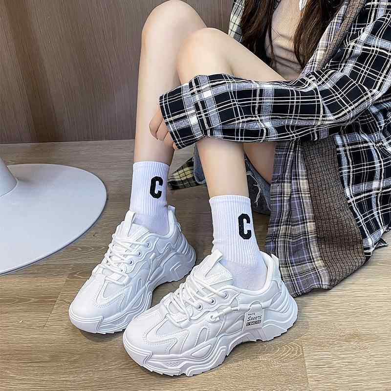 ins韩版老爹鞋女款2026春秋新款网红百搭透气网面厚底休闲运动鞋