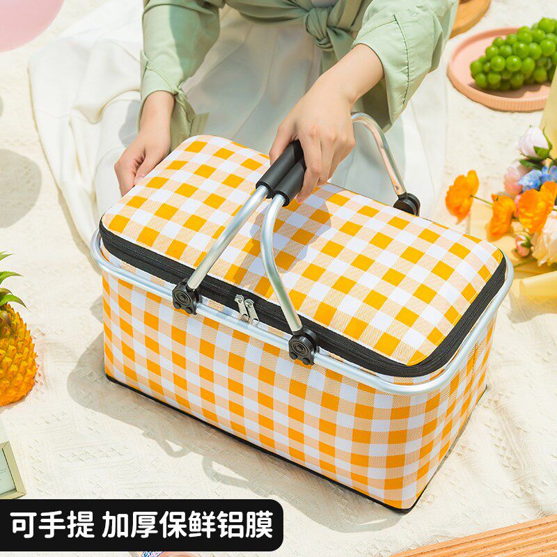 户外野餐篮可折叠冰袋保温篮子大号露营提篮家用手提菜篮买菜筐子