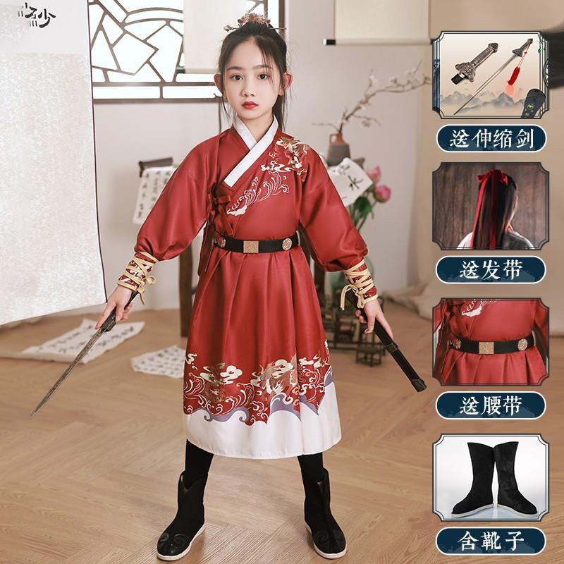 正品花木兰侠儿童服装女童汉服中国风女古装演出侠武风卫锦衣将军图片