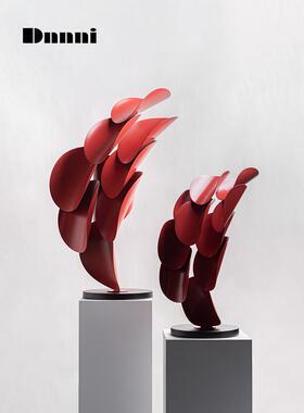 Dnnni抽象金属艺术叶子层叠摆件雕塑软装台面样板间售楼处玄关柜