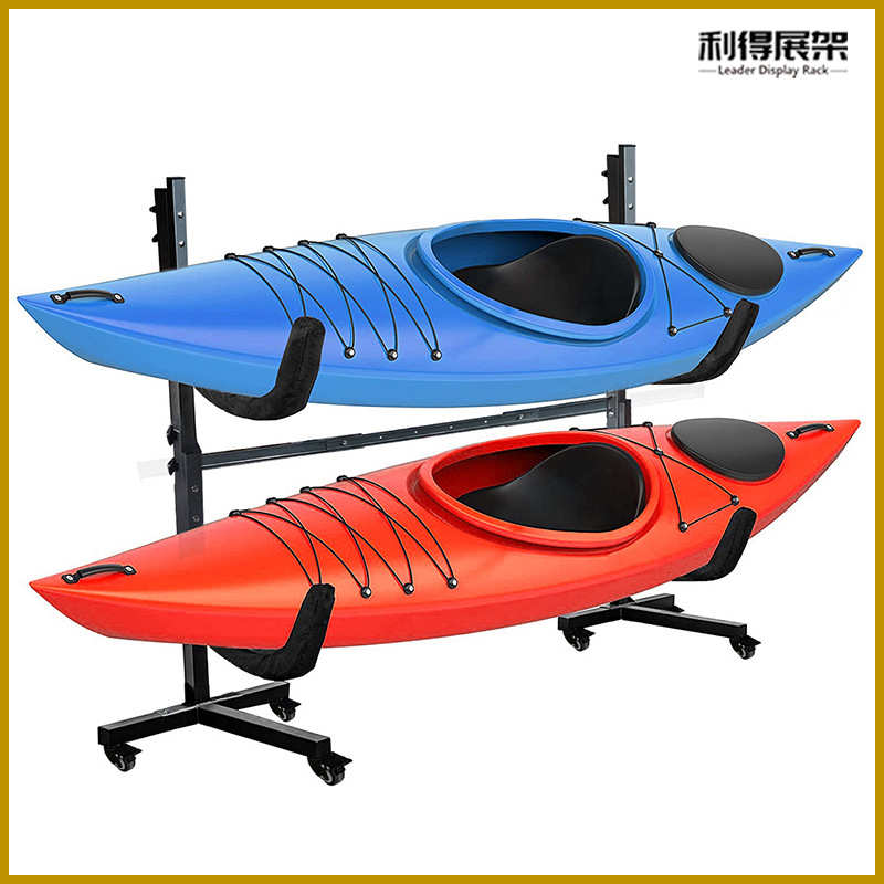 皮划艇冲浪板展架收纳拆装架多层滑雪板带立式金属可轮滑板展示架