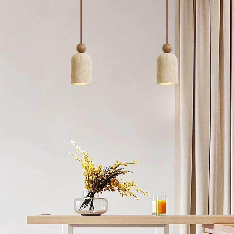 简约卧室床头吊灯中式复古诧寂风黄洞石民宿吧台餐厅创意小吊线灯
