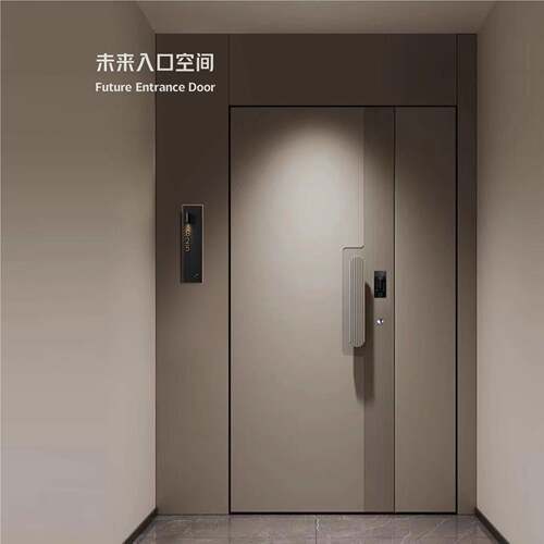 一门一景入户门铸铝定制子母门防盗门进户门别墅大门竖条纹简约家