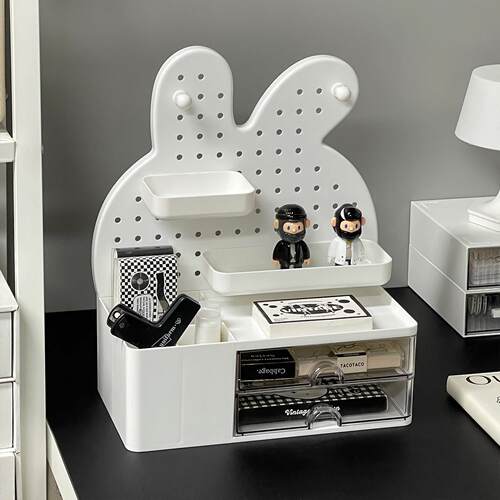 桌面洞洞板置物架办公桌抽屉式文具收纳盒宿舍桌上书架笔筒收纳架