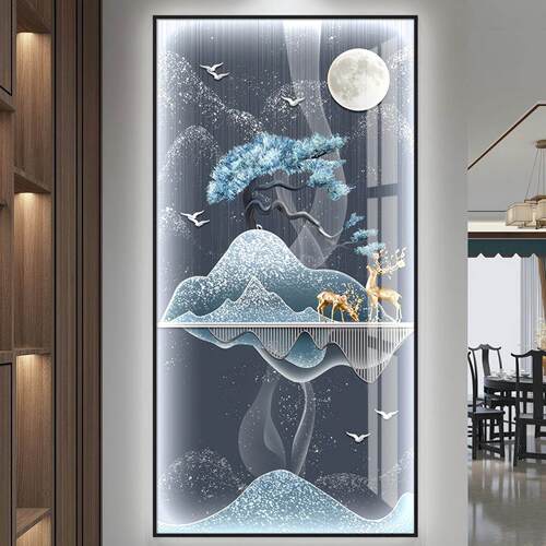 轻奢led带灯入户玄关装饰画走廊过道壁画挂画简约现代高级感大气