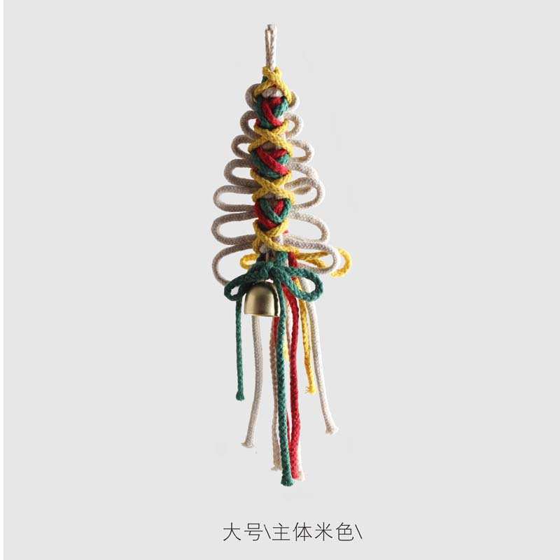 圣诞装饰品彩色棉绳铃铛蝴蝶结编织圣诞树结挂饰车挂节日氛围道具