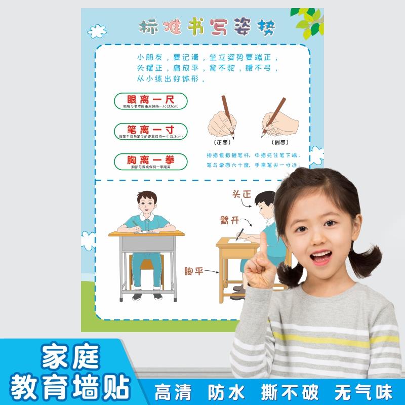 小学生房间幼儿园墙面班级文化教室布置装饰墙贴纸正确坐姿图贴画图片