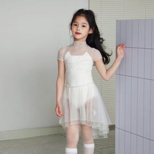 新款儿童舞衣女童芭蕾中国舞练功服夏季猫咪短袖透气薄款演出裙