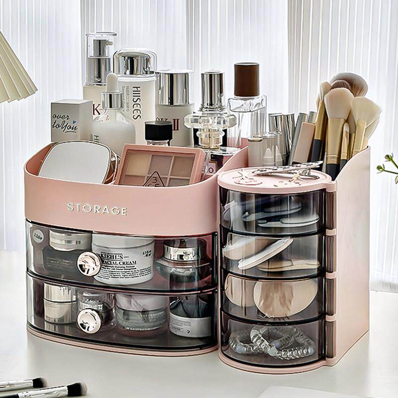 化妆品桌面收纳层架护肤品化妆刷多层置物架分格抽屉式大容量整理