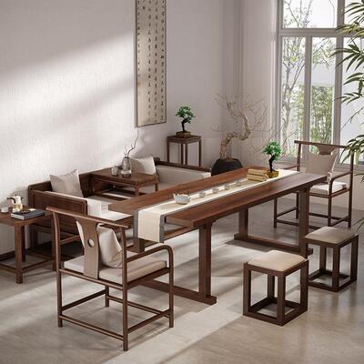 新式罗汉床实中木家具多发功能沙茶室禅意竹子床人榻三64198578件