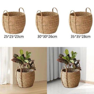 Woven Planter Basket with Handle Design Plant Pot