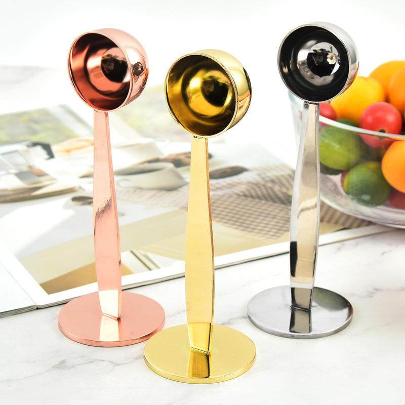 二合一可立式不锈钢压粉器咖啡勺粉末勺ml刻度量勺压粉器合勺定制