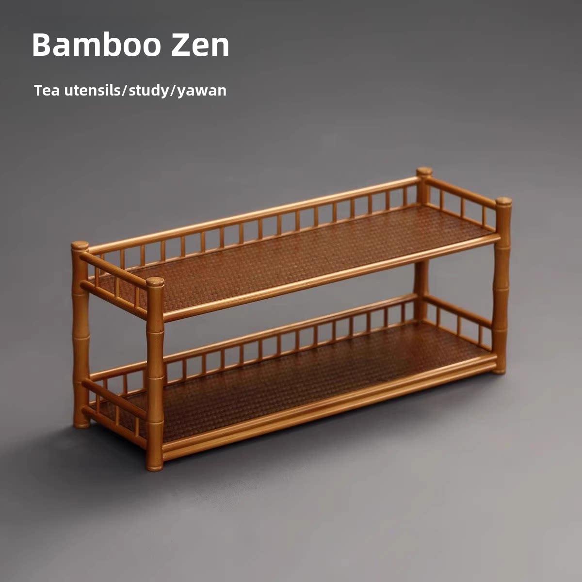 竹禅迹|竹制茶具架 茶杯架子茶具收纳架两层紫砂摆放架壶架置物架