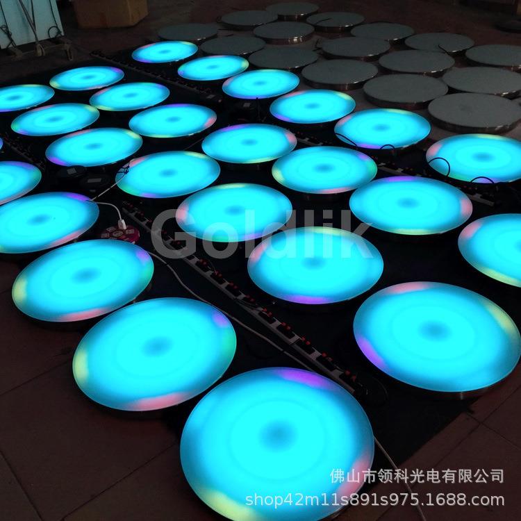 圆形跳板LED地砖灯商场公园互动彩色跑七彩灯感应发光音乐灯