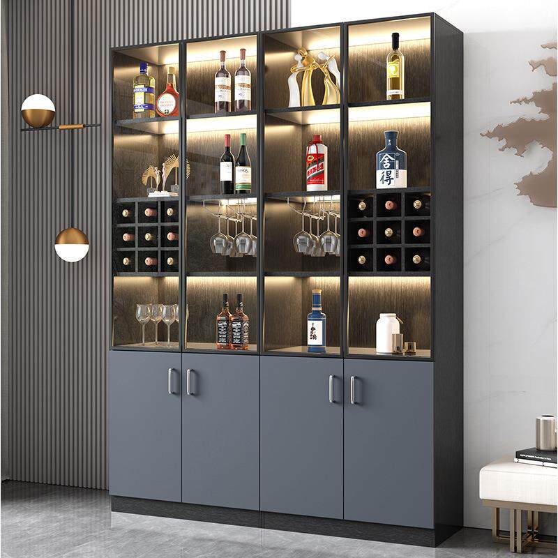 玻璃酒柜客厅靠墙现代简约轻奢双门酒柜家用餐边柜高档展示储物柜