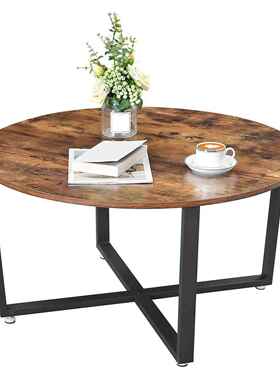 意创铁几木圆茶阳台茶桌小户型客厅家用轻70727奢圆形茶几沙发形