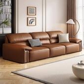 意式 直排大象耳朵皮艺沙发 极简真皮沙发头层牛皮客厅轻奢覆古新款