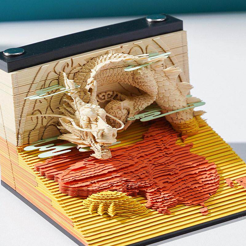 2025蛇年3D立体纸雕便签中国风盛世华夏文创生日礼物龙腾盛世台历