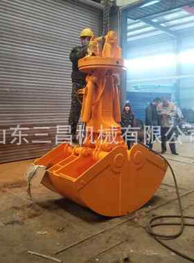 行车贝型斗装卸沙子抓斗钢丝绳电动液压贝壳斗现货供应5方卸煤斗