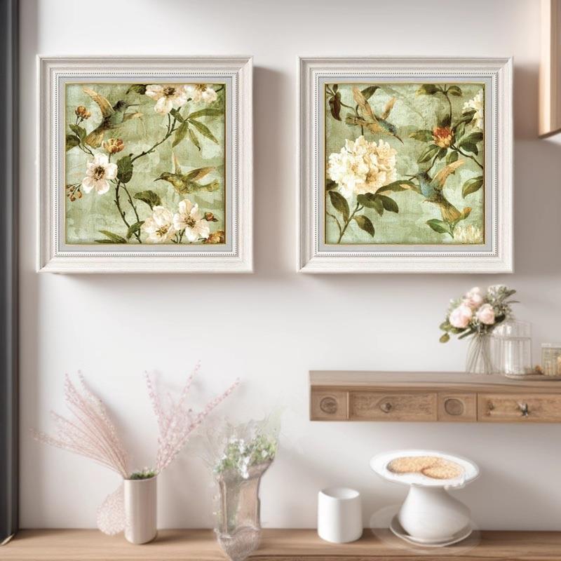 美式装饰画卧室床头挂画主卧客厅沙发背景墙复古花鸟餐厅手绘油画