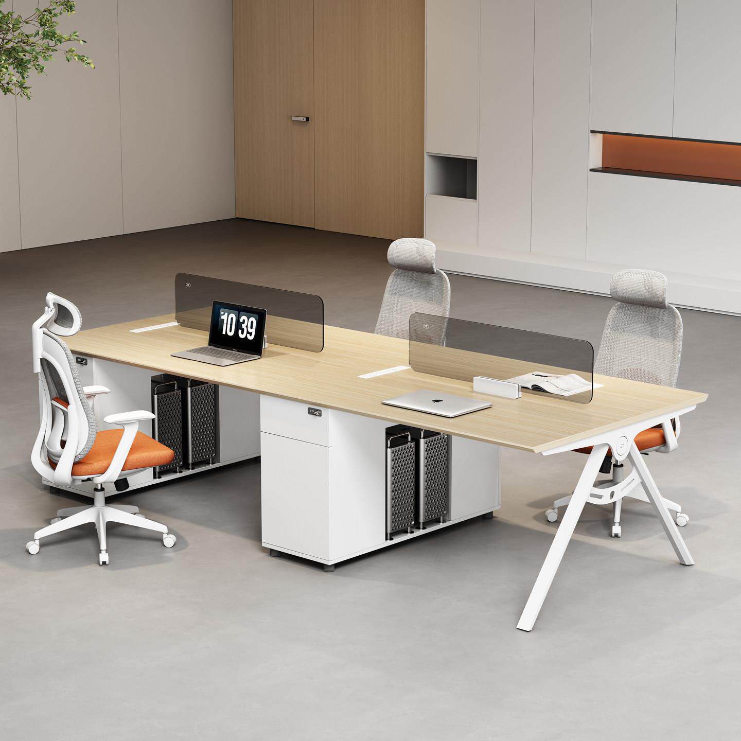 员工位职员办公桌椅组合现代简约办公家具四人位屏风办工桌带插座