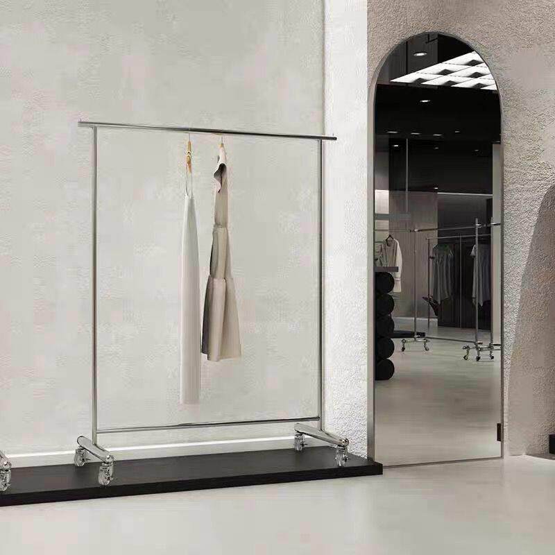 衣架家用挂衣落地架万向轮移动晾晒架服装店展示架高端女装陈列架