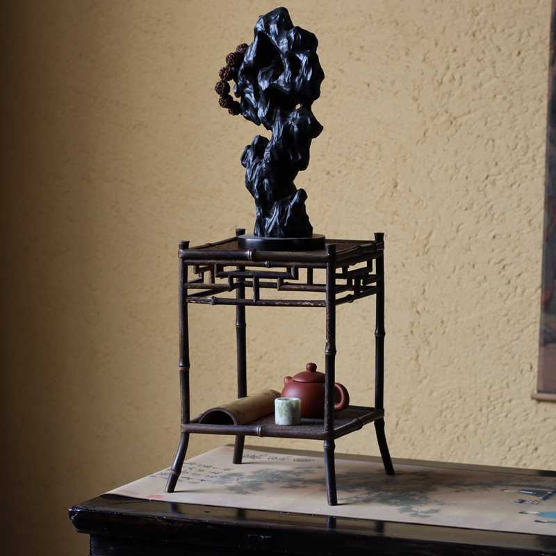 紫竹兰花架手工茶棚茶花台菖蒲架手工竹制花盆茶器展示架