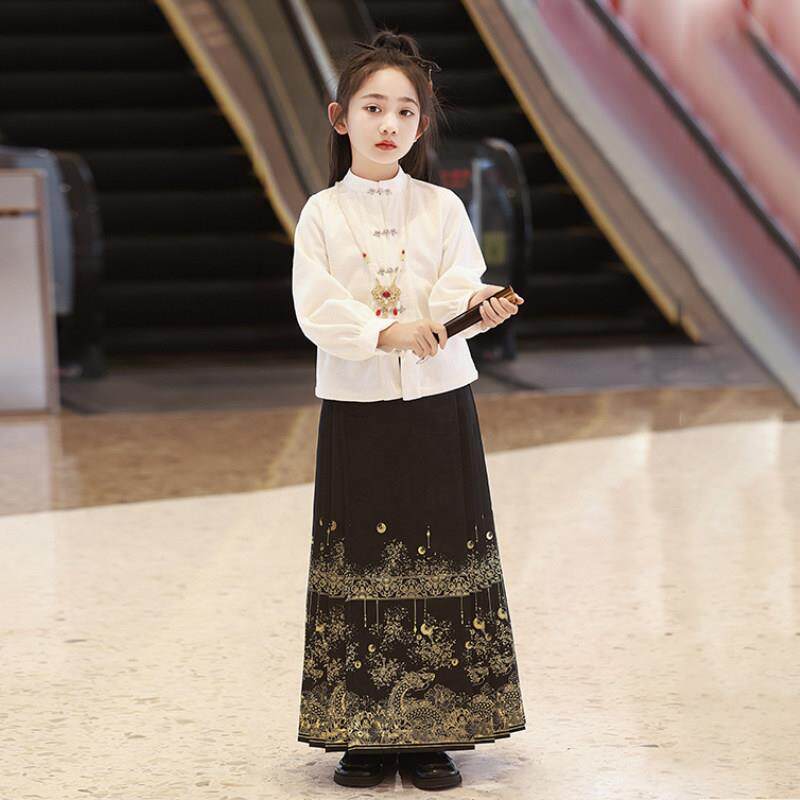 儿童马面裙女童春秋2025新款女童新中式套装春季汉服女大童中国风