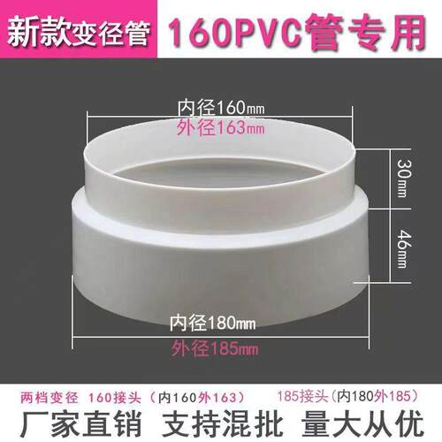 止回阀油烟机排烟变径圈160PVC管专用转换头异径管 160-180变径管