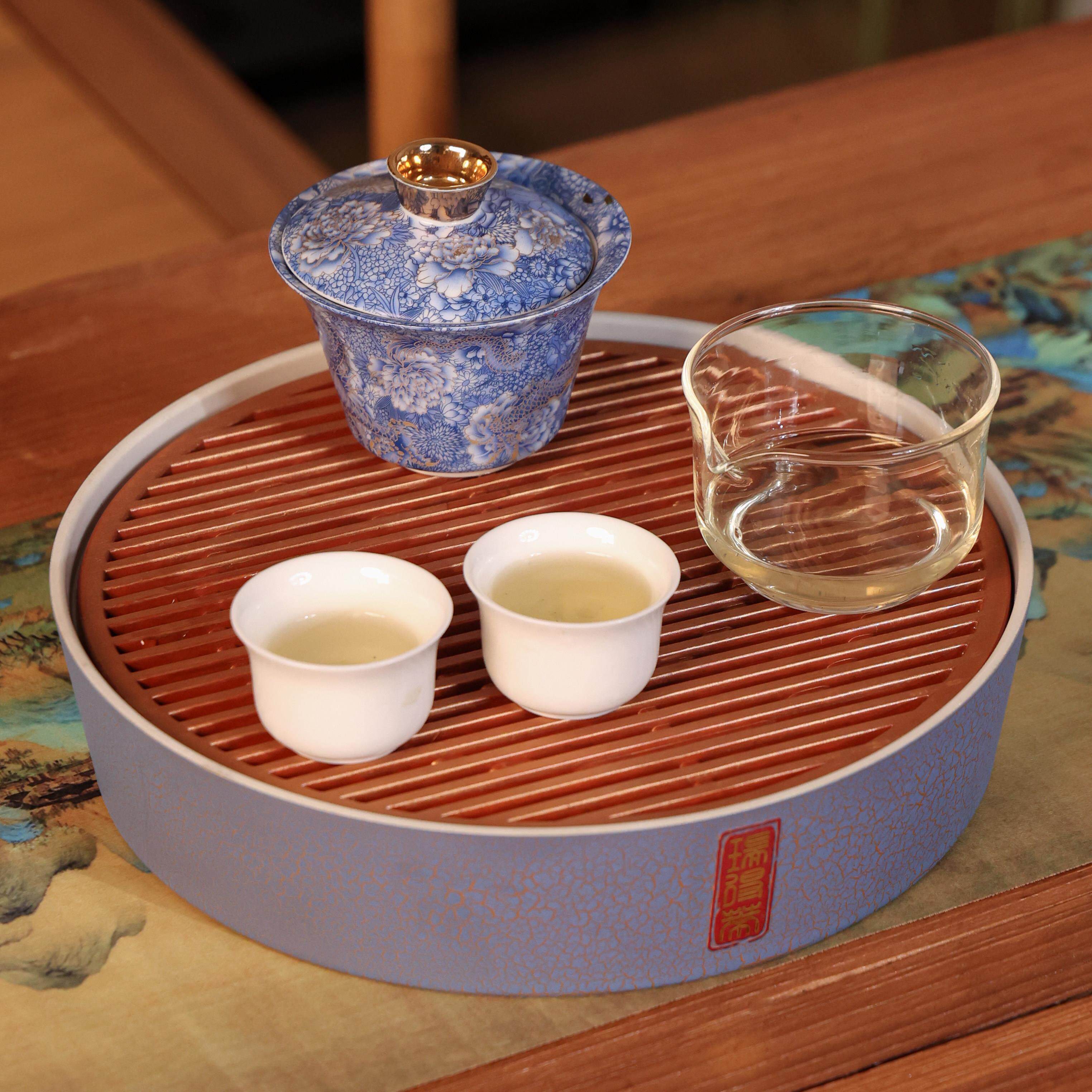 2025新款可携式圆形电木茶盘家用户外会客泡茶台防烫储水小茶盘