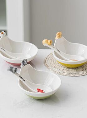 微瑕日本陶瓷猫咪hapins新款猫咪火锅碗酱料碗儿童甜品可爱沙拉碗