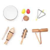 新款 儿童玩具碰铃板鼓沙锤手乐拍双响筒铃响鼓乐 奥尔夫打击器套装