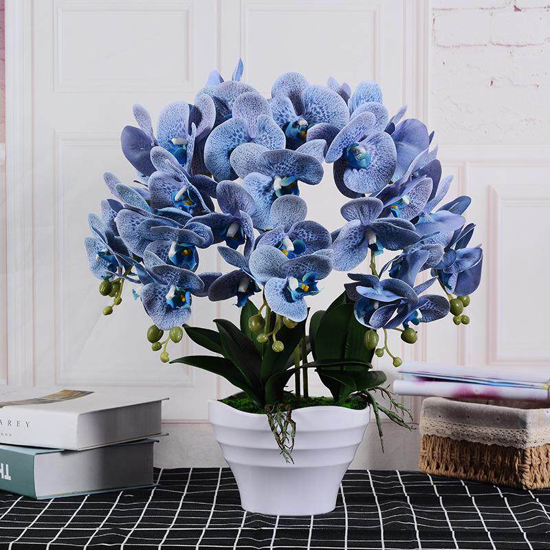 大盆手感仿真花蝴蝶兰客厅摆设花公司酒店大堂摆放花艺假花装饰花