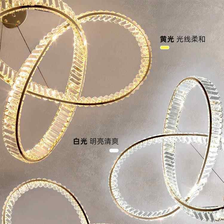 新款客灯厅吊灯代简约大气现卧室水222晶灯创意个餐性厅吊环形灯