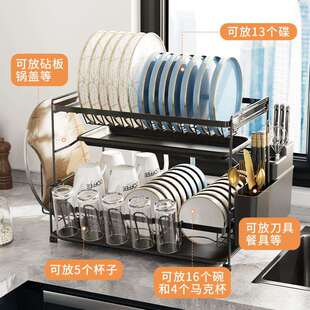 厨房碗碟置物架台面餐具盘子沥水架篮多功能家用放碗筷沥水收纳盒