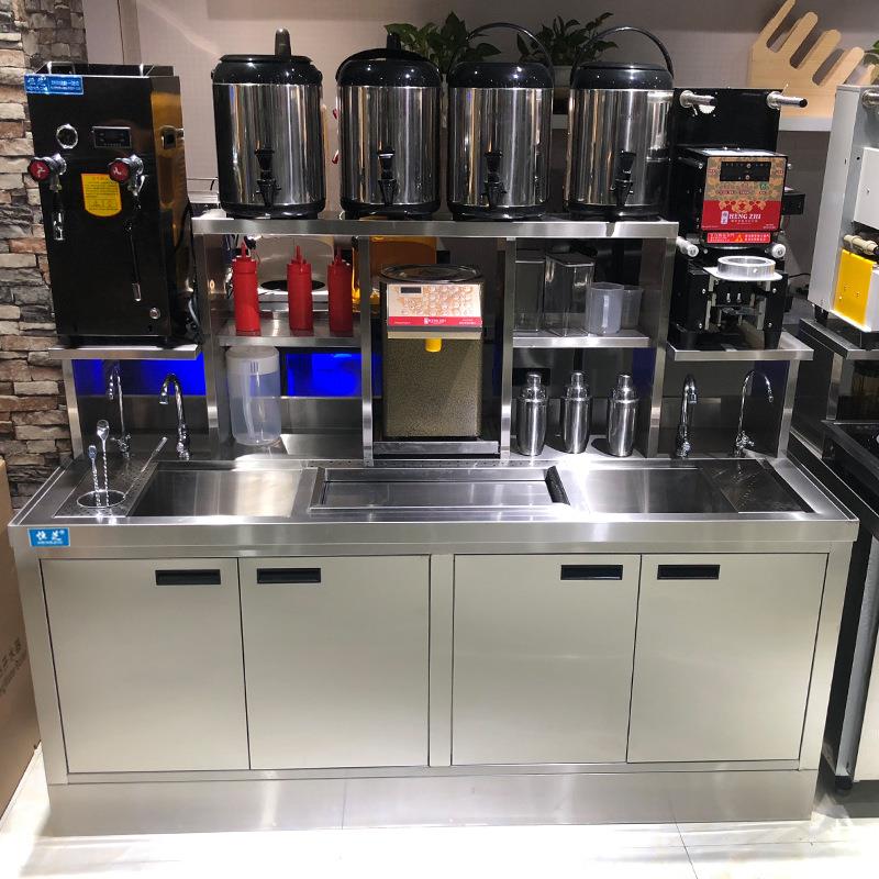 恒芝奶茶店全套设备饮品设备水吧台220v 110v双温水吧酒吧操作台