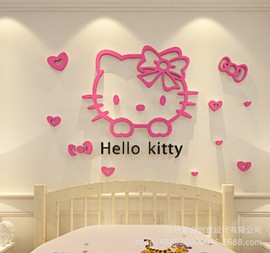 网红墙拍照区hellokitty猫，3d立体墙贴纸儿童，房女孩卧室床头装饰品