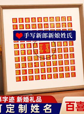百福图临摹手写手工diy送新人新婚结婚礼物百喜图百寿图囍字相框
