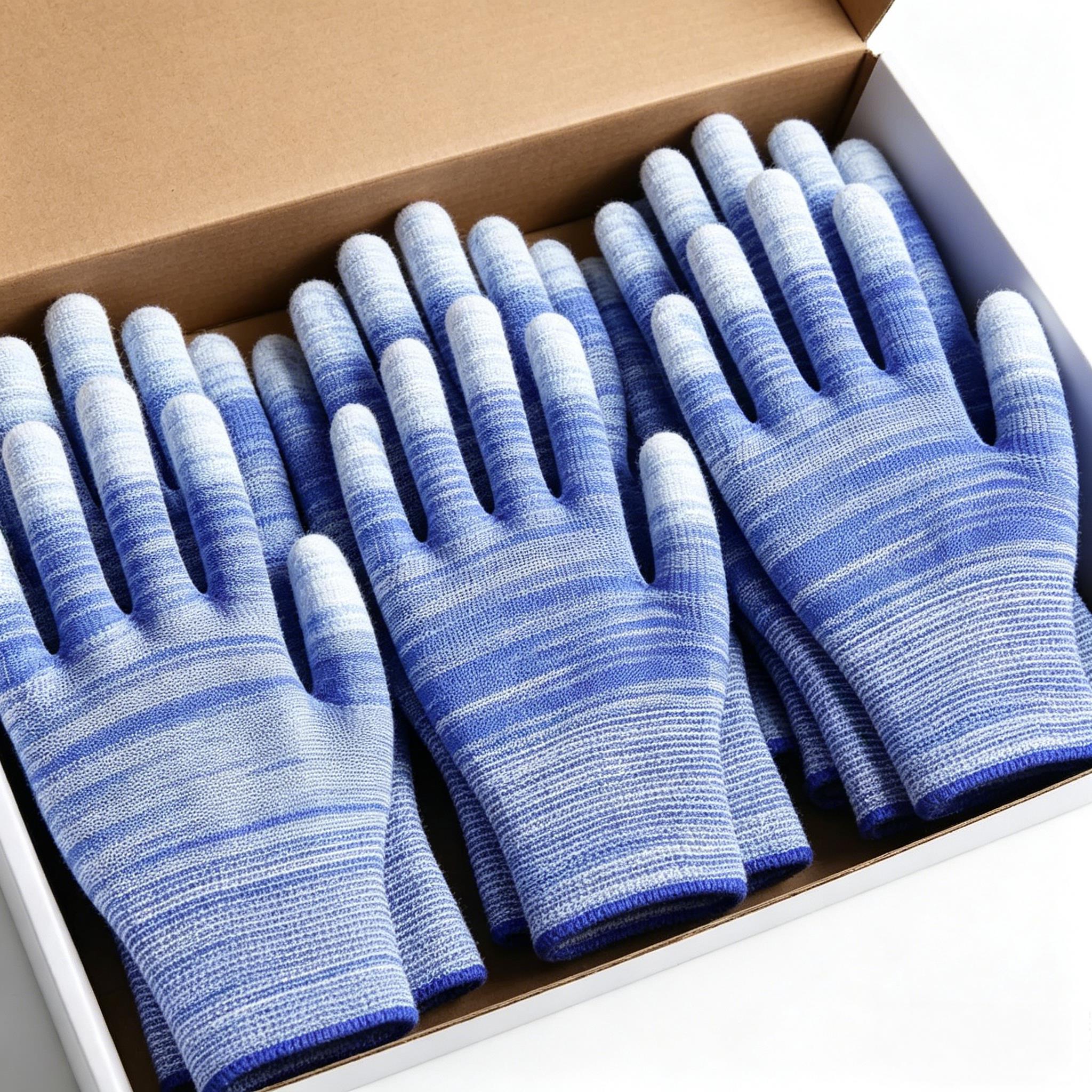 1200双PU涂指白尼龙劳保手套涂胶浸胶电子工作无尘防静电薄款手套