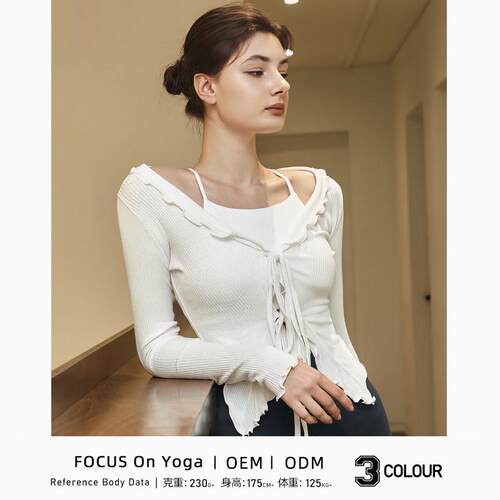 Yoga outfit, small coat, wavy long sleeved outdoor yoga