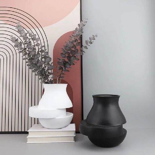 Abstract Geometry White Laminated Vases Resin Vases Home