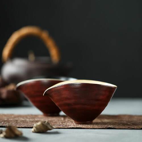 晴先生纯手工手作陶泥公道杯紫金边异形公杯中式复古分茶器140ml