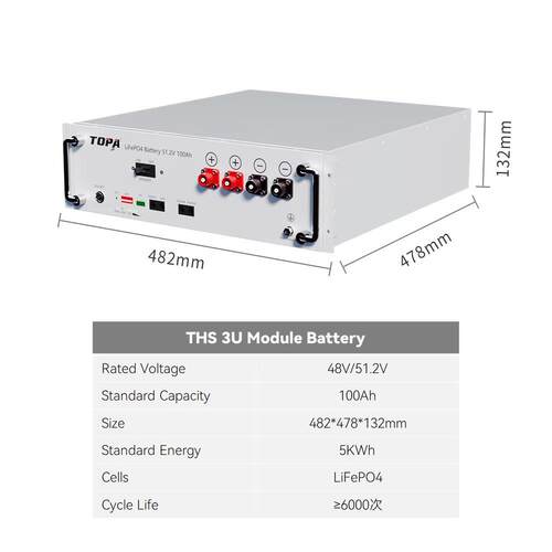 Lithium Iron Phosphate Battery 48V 100Ah Rechargeable 5KWh