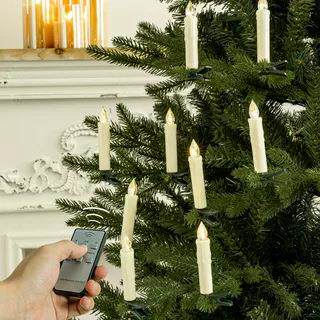 雪杉圣诞遥控定时仿真LED电子蜡烛夹子圣诞树挂件婚礼派对氛围灯