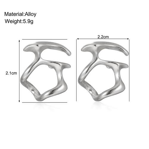Metal earrings for ladies不规则镂空耳针女冷淡风金属耳饰耳环
