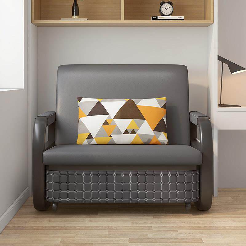 超纤皮质沙发床多功能可折叠两用阳台抽拉伸缩单人办公室沙发床