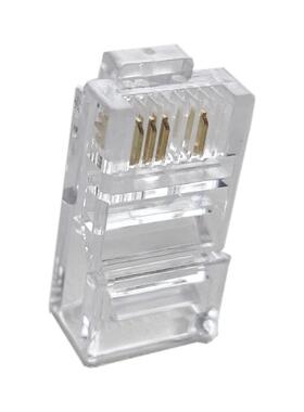 RJ458P4C堵孔超五类三叉加厚铜片安防监控水晶头4个线孔