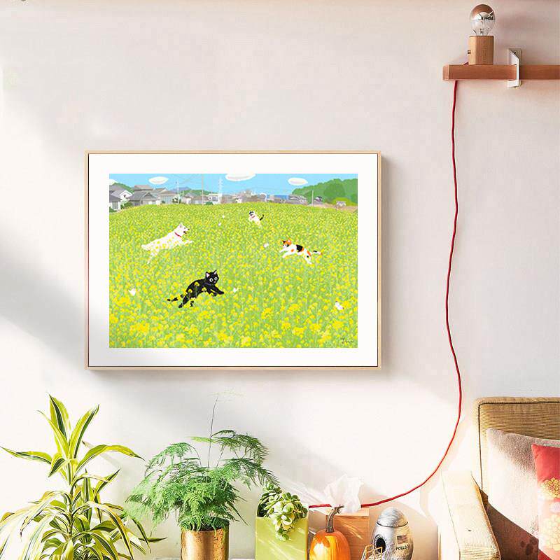 超薄电表箱装饰画 画ins小清新多媒体遮挡猫咪电闸盒挂画 画简约